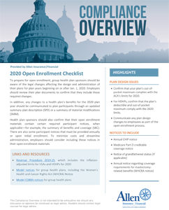 2020 Open Enrollment Checklist cover page 
