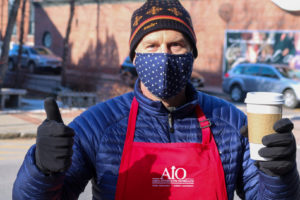Mike Pierce, volunteer at AIO food drive
