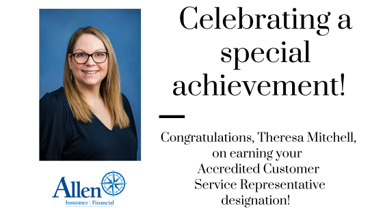 Theresa Mitchell Earns ACSR Designation - Allen Insurance and Financial